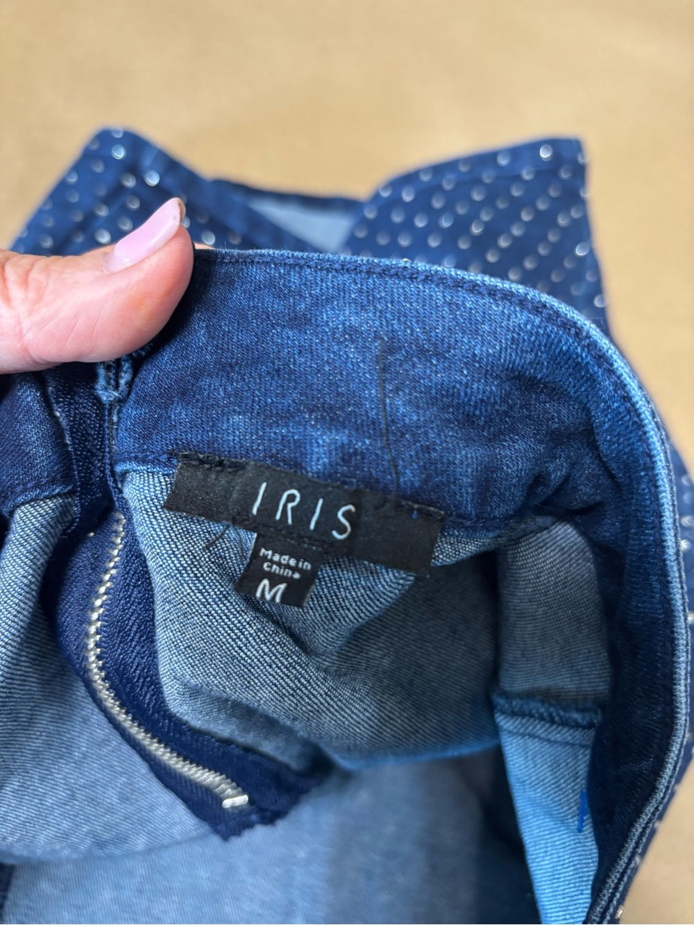 iris Blue-Denim with Rhinestones Skirt - Picture 3 of 3